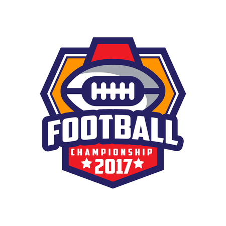 Football championship 2017 template, American football emblem, sport team insignia vector Illustration on a white backgroundのイラスト素材