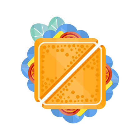 Sandwich with cheese and vegetables vector Illustration on a white backgroundのイラスト素材