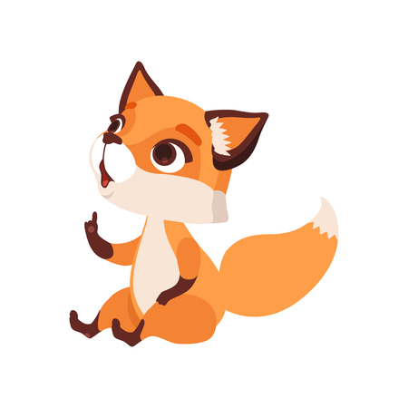 Lovely curious, fox character, funny forest animal vector Illustration on a white backgroundのイラスト素材