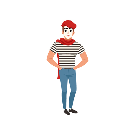 French male mime artist character vector Illustration on a white backgroundのイラスト素材