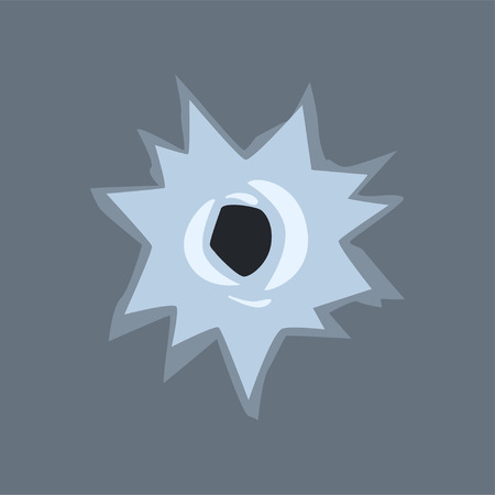 Bullet hole in glass vector illustration on gray backgroundのイラスト素材