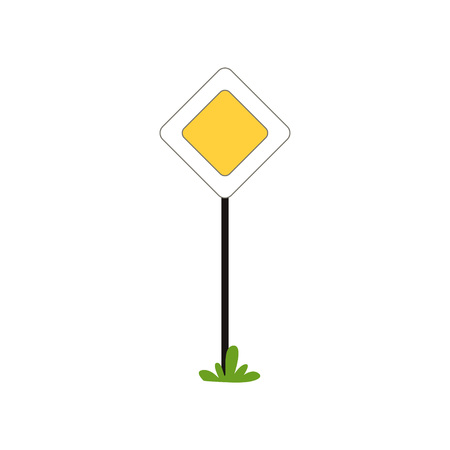 Priority traffic sign of main road in shape of rhombus. Flat vector design for infographic poster.のイラスト素材