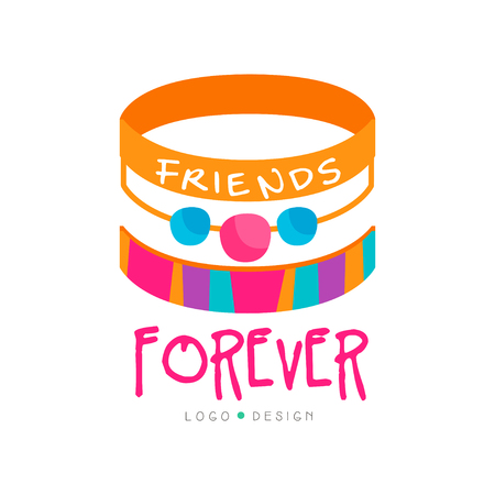 Abstract vector design with friendship bracelets. Friends forever. Colorful graphic element for greeting card, poster, print or logo of mobile app