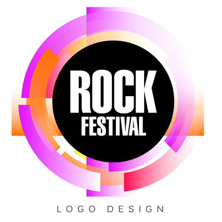 Rock festival logo template, colorful creative banner, poster, flyer design element for musical party celebration vector Illustrationのイラスト素材