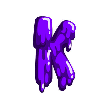 K letter of sweet fruit jelly, glossy, edible liquid font vector Illustration isolated on a white background.のイラスト素材