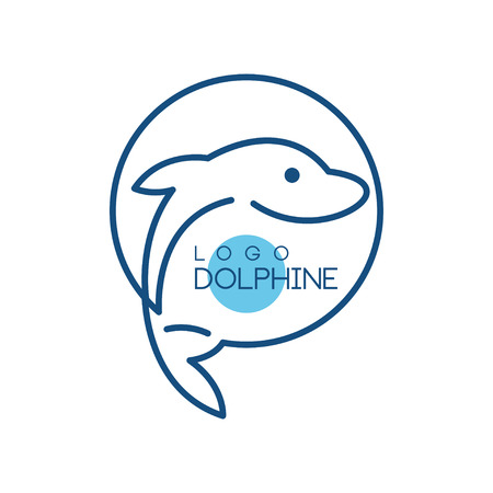 Dolphine logo, nautical design element in blue colors vector Illustrations on a white backgroundのイラスト素材