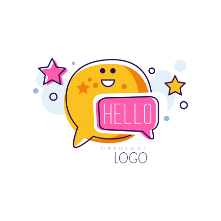 Hello icon , colorful emblem with Hello word and message bubbles vector Illustrations on a white backgroundのイラスト素材