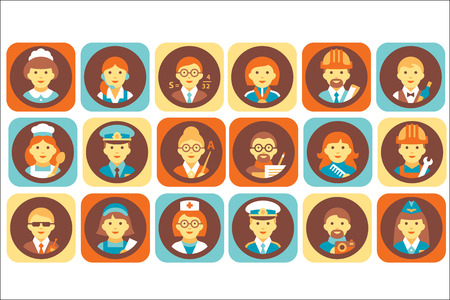Profession people icons set, professional human occupation avatars vector Illustrationsのイラスト素材