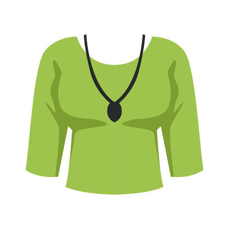 Green blouse and pendant, fashion women clothes vector Illustration isolated on a white background.のイラスト素材