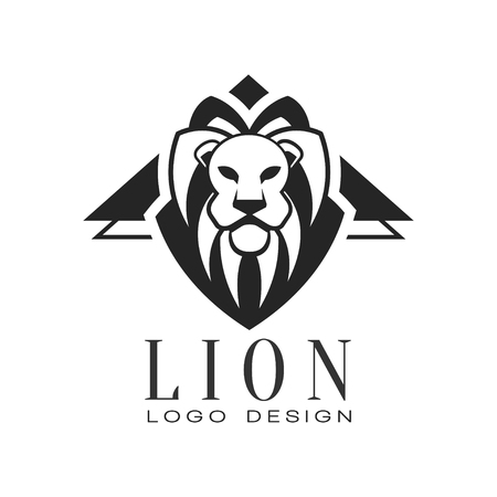 Lion Logo Design Black And White Element For Poster Banner