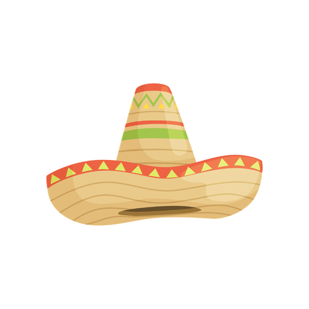 Mexican sombrero hat, traditional symbol of Mexico vector Illustration isolated on a white background.のイラスト素材