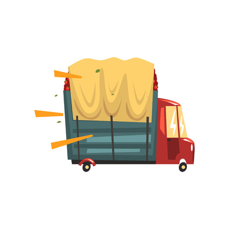 Truck loaded with red apples vector Illustrationのイラスト素材