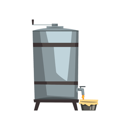 Honey storage, filtration and pasteurization equipment vector Illustration on a white backgroundのイラスト素材