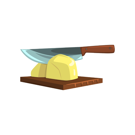 Raw peeled potato on wooden board with knife vector Illustration isolated on a white background.のイラスト素材
