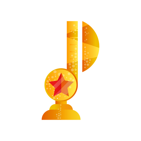 Golden musical note, music award vector Illustration isolated on a white background.のイラスト素材