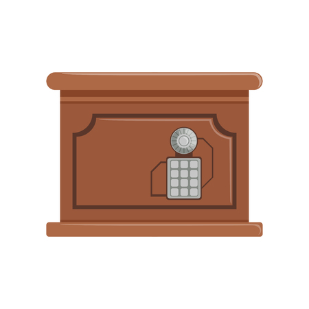 Retro brown safe box with a keypad buttons panel, safety box, cash secure protection concept vector Illustrationのイラスト素材