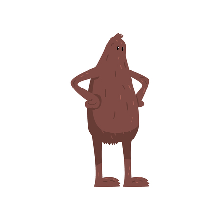 Bigfoot standing with hands on its waist, mythical creature cartoon character vector Illustration on a white backgroundのイラスト素材