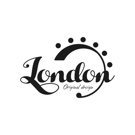 London city name, original design, black ink hand written inscription, typography design for poster, card, poster, banner, tag vector Illustration on a white backgroundのイラスト素材
