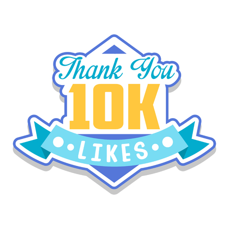 Thank you 10k likes, template for social media networks, thanks for net friends likes vector Illustration on a white backgroundのイラスト素材