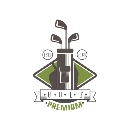 Golf premium estd 1965, retro label for golf championship, sport club, business card vector Illustration on a white backgroundのイラスト素材
