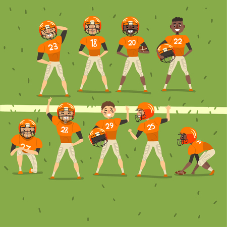 Professional american football team players in field vector Illustrationのイラスト素材