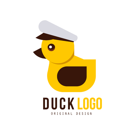 Duck original, design element with yellow toy duck for your own design vector Illustration on a white backgroundのイラスト素材