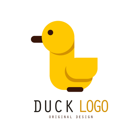 Duck, design element with yellow rubber duck for your own design vector Illustration on a white backgroundのイラスト素材
