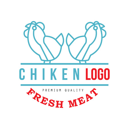 Chicken  fresh meat premium quality badge for farm natural organic products, packaging, shop, restaurant, grill, BBQ vector Illustrationのイラスト素材