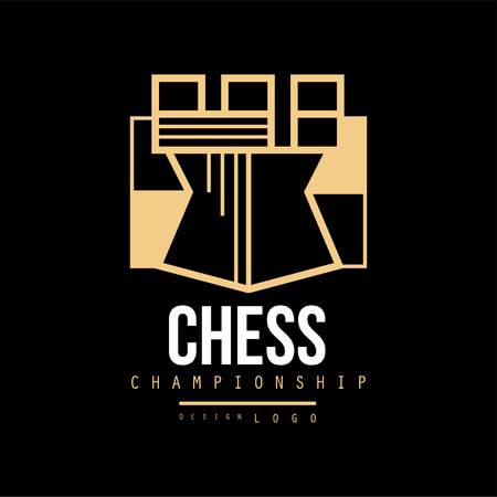 Chess championship   design, emblem with Tower chess vector Illustrationのイラスト素材