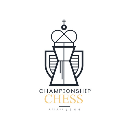 Chess championship  design, black and white emblem with King chess vector Illustrationのイラスト素材