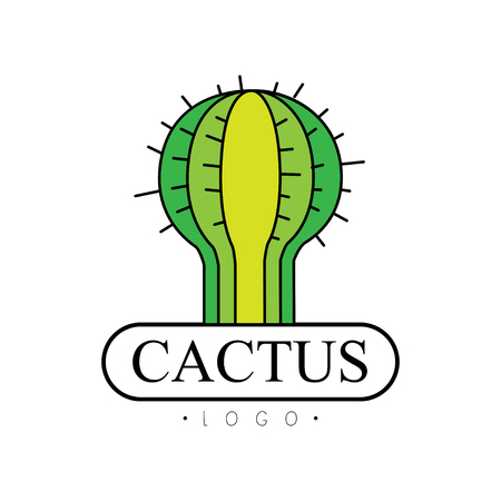 Cactus, desert plant green badge vector Illustration on a white backgroundのイラスト素材
