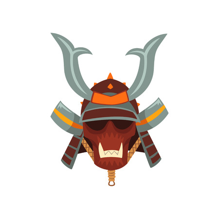 Samurai warrior mask and helmet vector Illustration on a white backgroundのイラスト素材