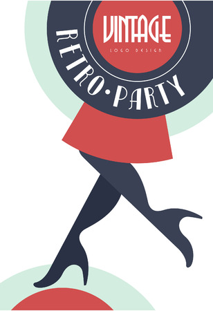 Vintage retro party, design element for poster, banner, flyer, card, brochure, invitation card vector Illustrationのイラスト素材