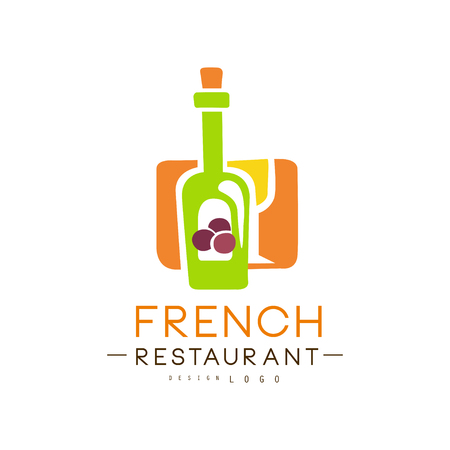 French restaurant  design, authentic traditional continental food label vector Illustration on a white backgroundのイラスト素材