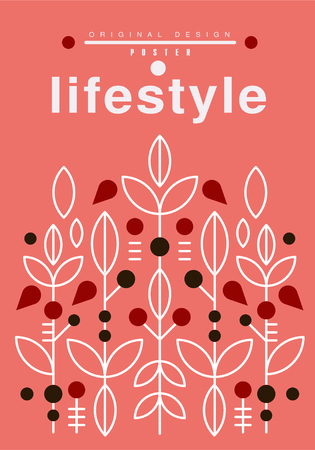 Lifestyle poster original design, ecological template with flowers for card, banner, flyer, invitation, brochure vector illustrationのイラスト素材