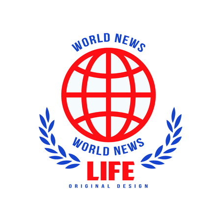 World news Life original design, social mass media emblem, breaking and live news badge vector Illustration on a white backgroundのイラスト素材