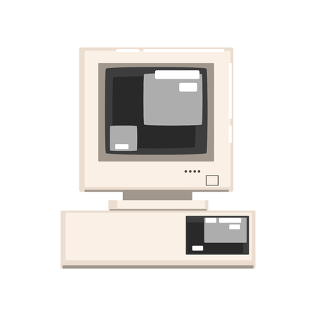 Retro personal computer vector Illustration on a white backgroundのイラスト素材