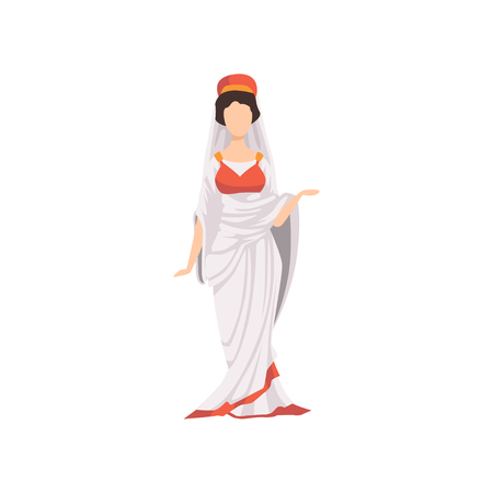 Roman woman in traditional clothes, citizen of Ancient Rome vector Illustration on a white backgroundのイラスト素材