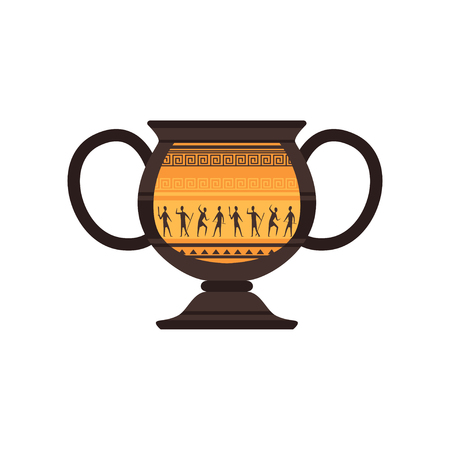 Ancient ceramic amphora with traditional Roman ornament vector Illustration on a white backgroundのイラスト素材