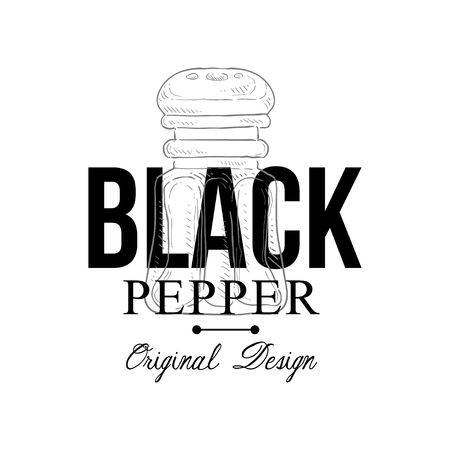 Black pepper   original design, culinary spice emblem vector Illustration on a white backgroundのイラスト素材