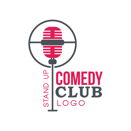 Comedy club stand up with retro microphone vector Illustration on a white backgroundのイラスト素材