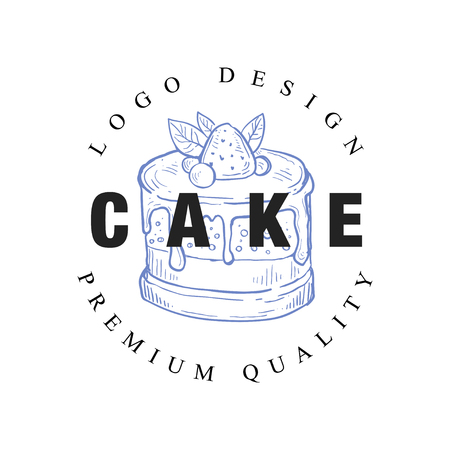 Cake original design premium quality, retro emblem for bakery shop, cafe, restaurant, cooking business, brand identity vector Illustration on a white backgroundのイラスト素材
