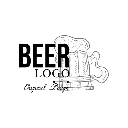 Beer original design, retro emblem for food shop, cafe, restaurant, cooking business, brand identity vector Illustration on a white backgroundのイラスト素材