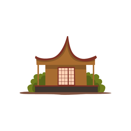 Wooden traditional chinese house vector Illustration on a white backgroundのイラスト素材