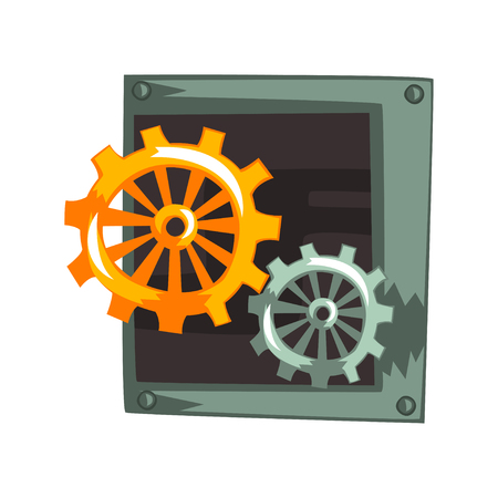 Steampunk gear wheels, antique mechanical device or mechanism vector Illustration isolated on a white background.のイラスト素材