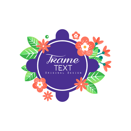 Flourishes frame original design, creative floral sign for company identity, floral shop, beauty studio, packaging, business card vector Illustrationのイラスト素材