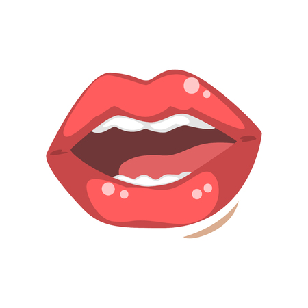 Sensual open female mouth, emotional lips of young woman vector Illustration on a white backgroundのイラスト素材
