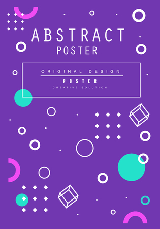 Abstract poster original design, creative solution placard template in blue color, trendy bright background for banner, invitation, flyer, cover, brochure vector Illustrationのイラスト素材