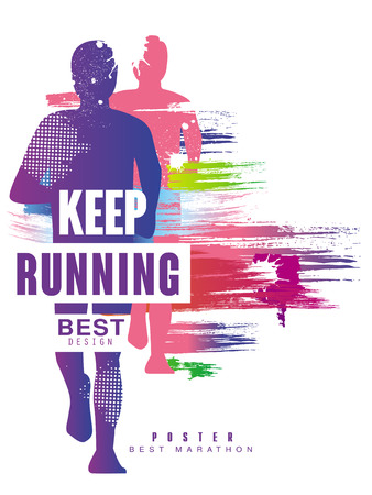 Keep running best gesign colorful poster template for sport event, marathon, championship, can be used for card, banner, print, leaflet vector Illustrationのイラスト素材