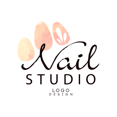 Nail studio, design element for nail bar, manicure saloon, manicurist technician vector Illustration on a white backgroundのイラスト素材
